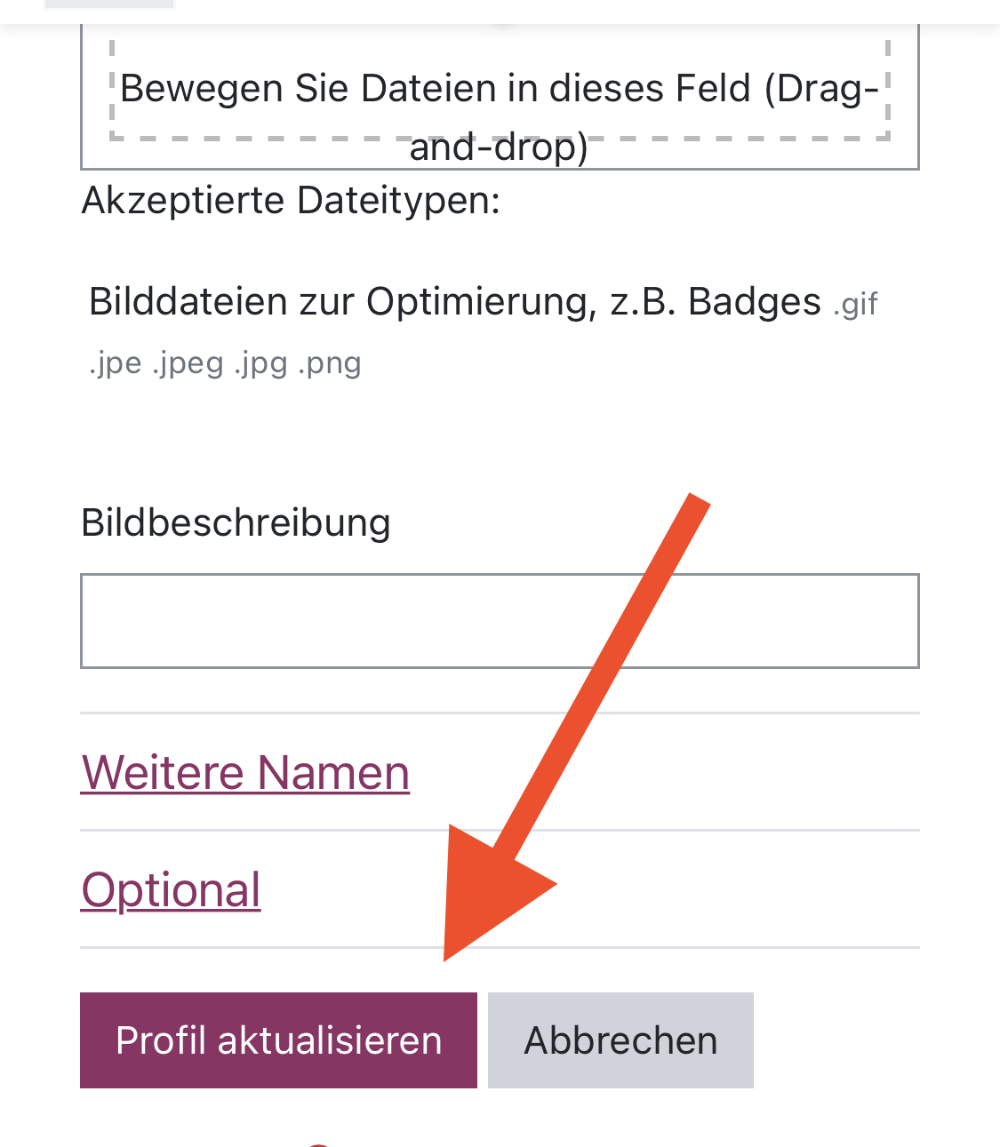 Profil aktualisieren